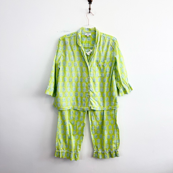 SZ Blockprints x J.Crew Green Paisley Cotton Pajama Set Size S - Picture 2 of 6